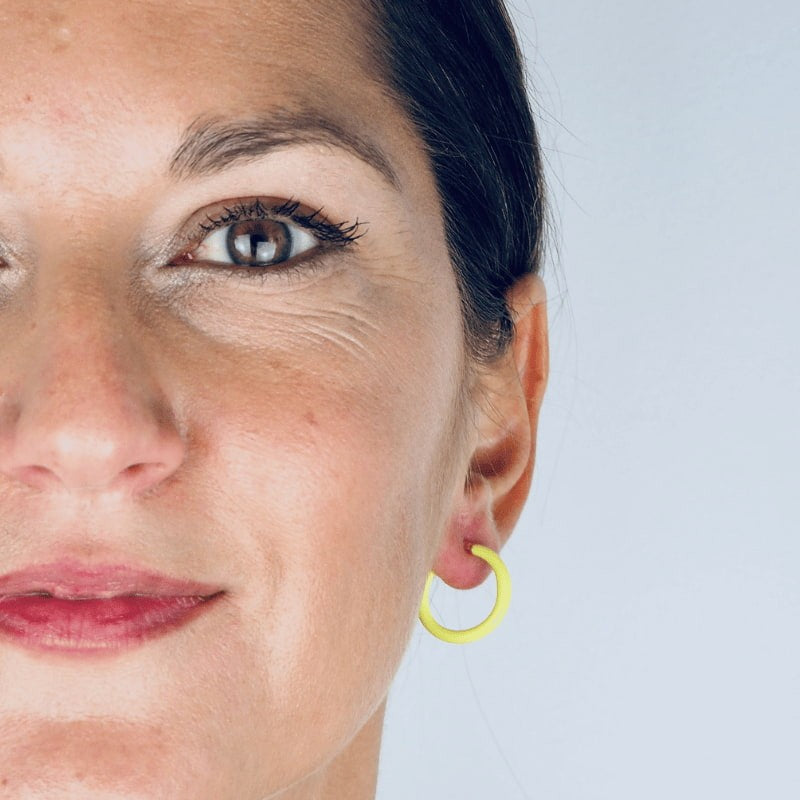 Boucles créoles émail jaune fluo or rose femme