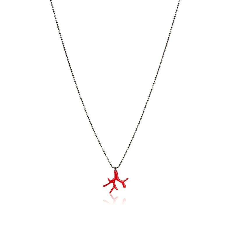Collier corail émail rouge femme