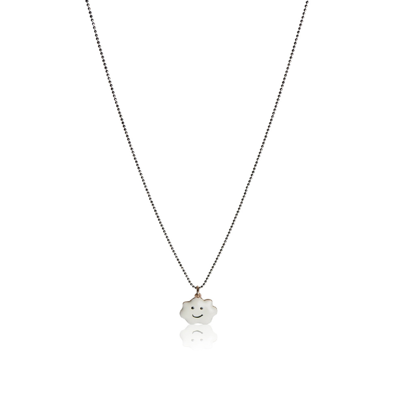 Collier argent nuage émail blanc femme