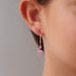 Boucles créoles flamant rose émail adolescent or jaune 18kt