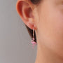 Boucles créoles flamant rose émail adolescent or jaune 18kt
