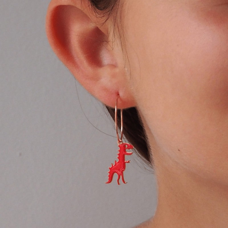 Boucles créoles dinosaure argent massif 925 fille