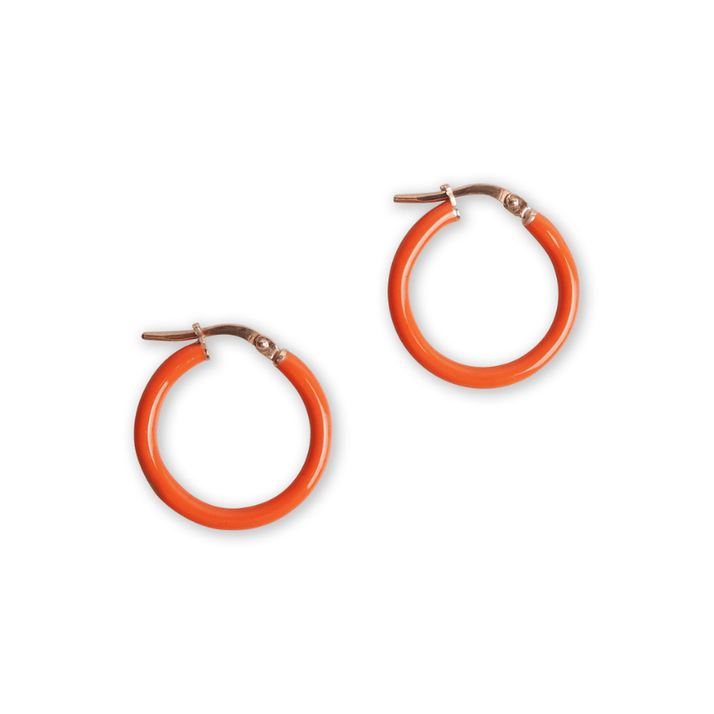 Boucles ado émail orange or rose