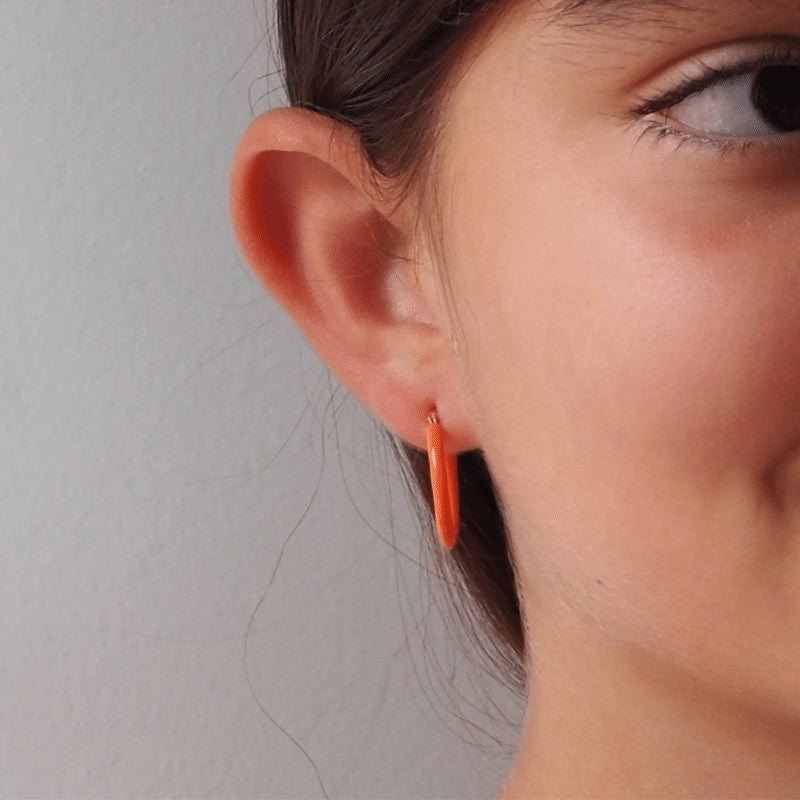 Boucles ado émail orange or rose