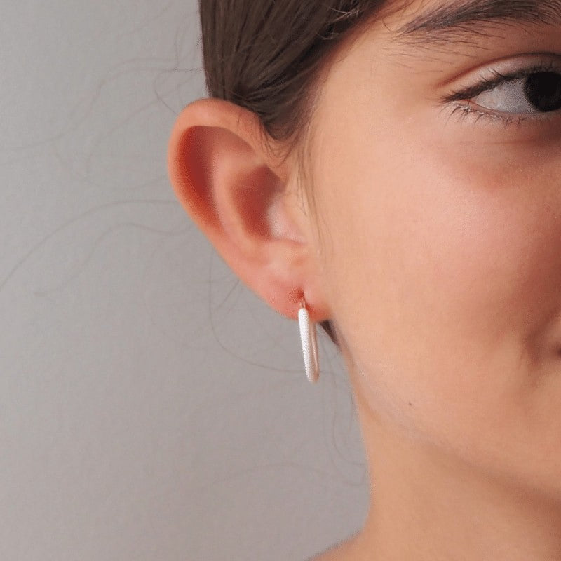 Créoles adolescente émail blanc vermeil or jaune