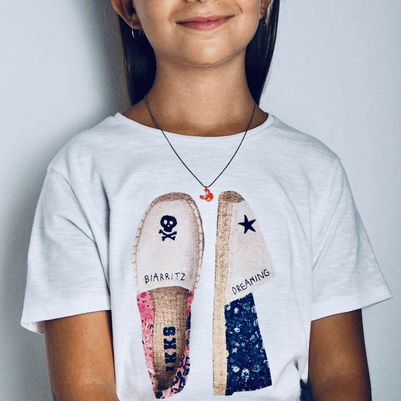 Collier crabe émail fille argent massif 925