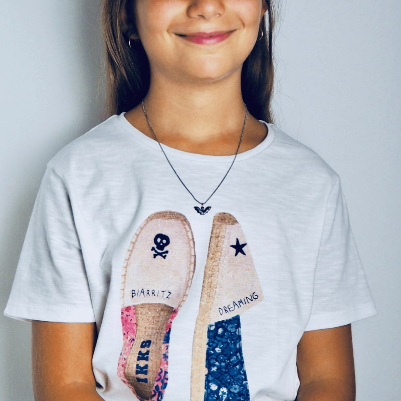 Collier chauve souris garçon émail noir or jaune 18kt