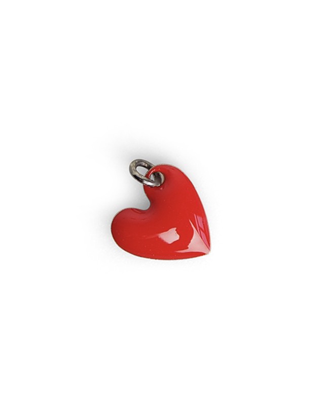 Pendentif ado cœur émail rouge vermeil or jaune