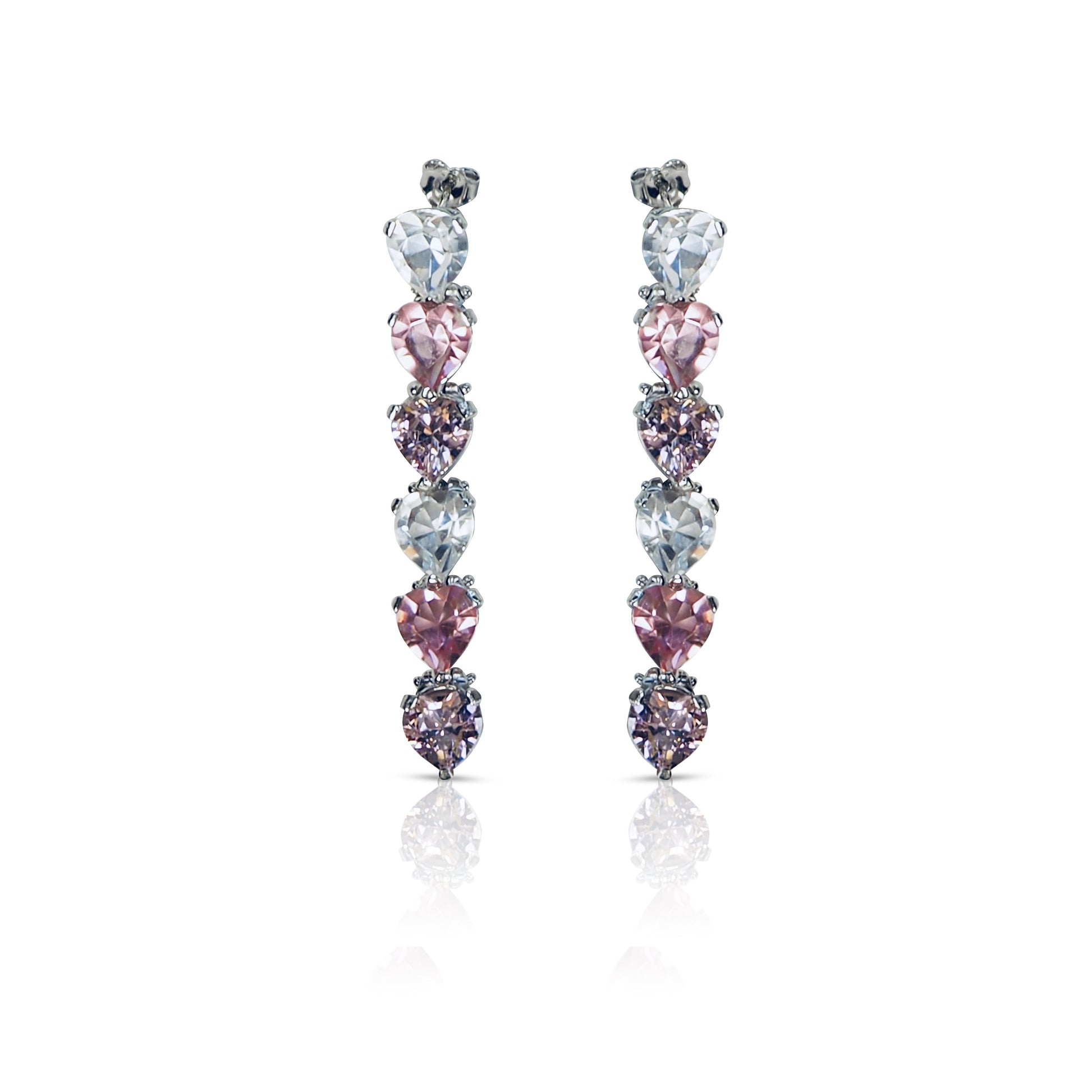 Boucles d'oreilles cristal rose femme, bijouterie bruxelles Art'emi