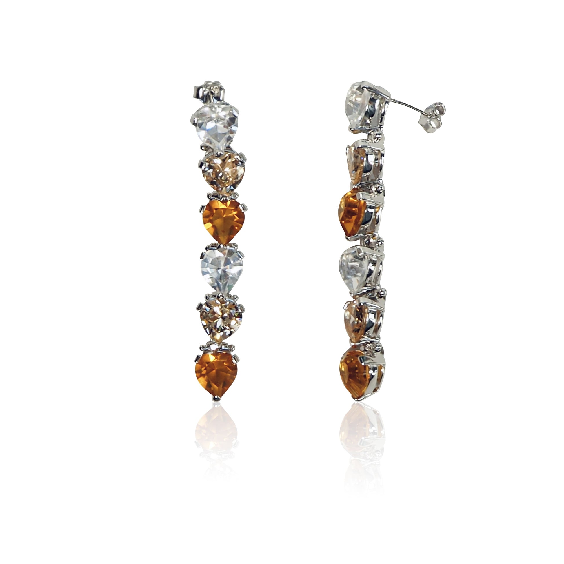 Boucles d'oreilles cristal orange femme argent joaillerie belgique