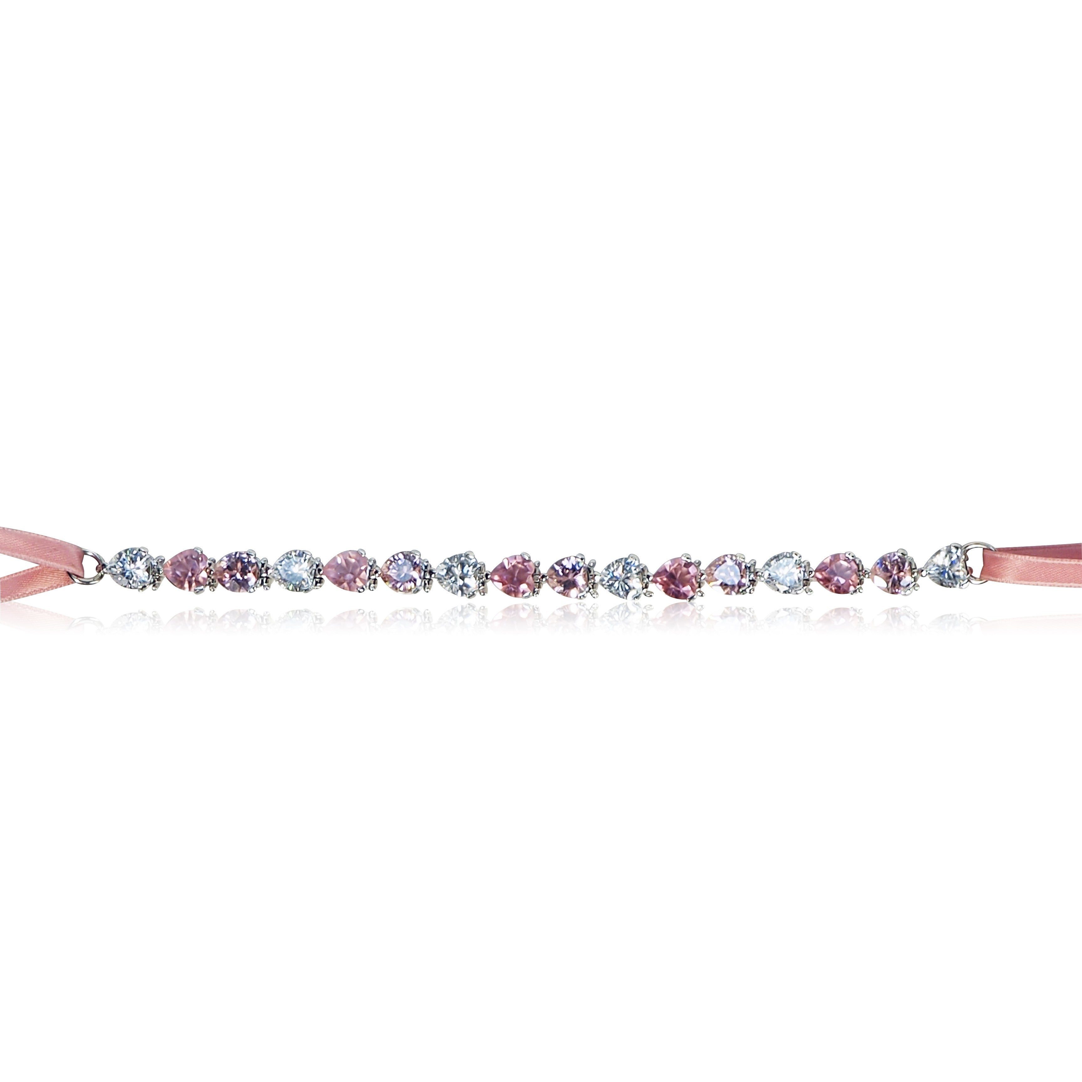Collier choker Swarovski cristal rose femme bijouterie ixelles