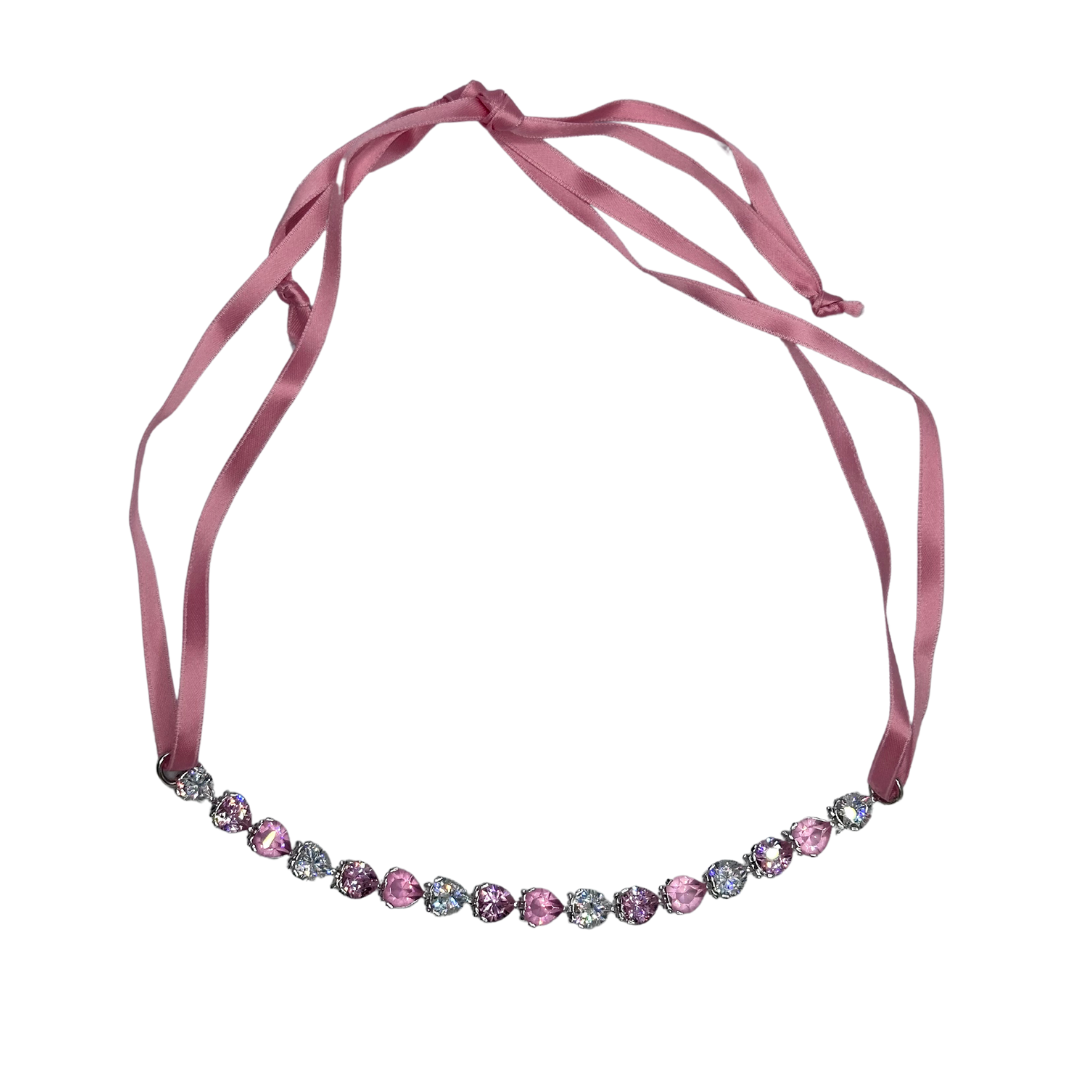 Collier choker Swarovski cristal rose femme
