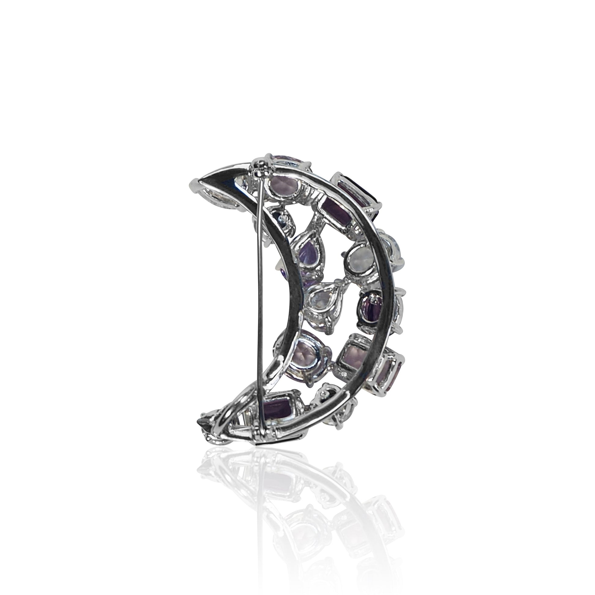 Broche Lune Mauve Femme argent massif