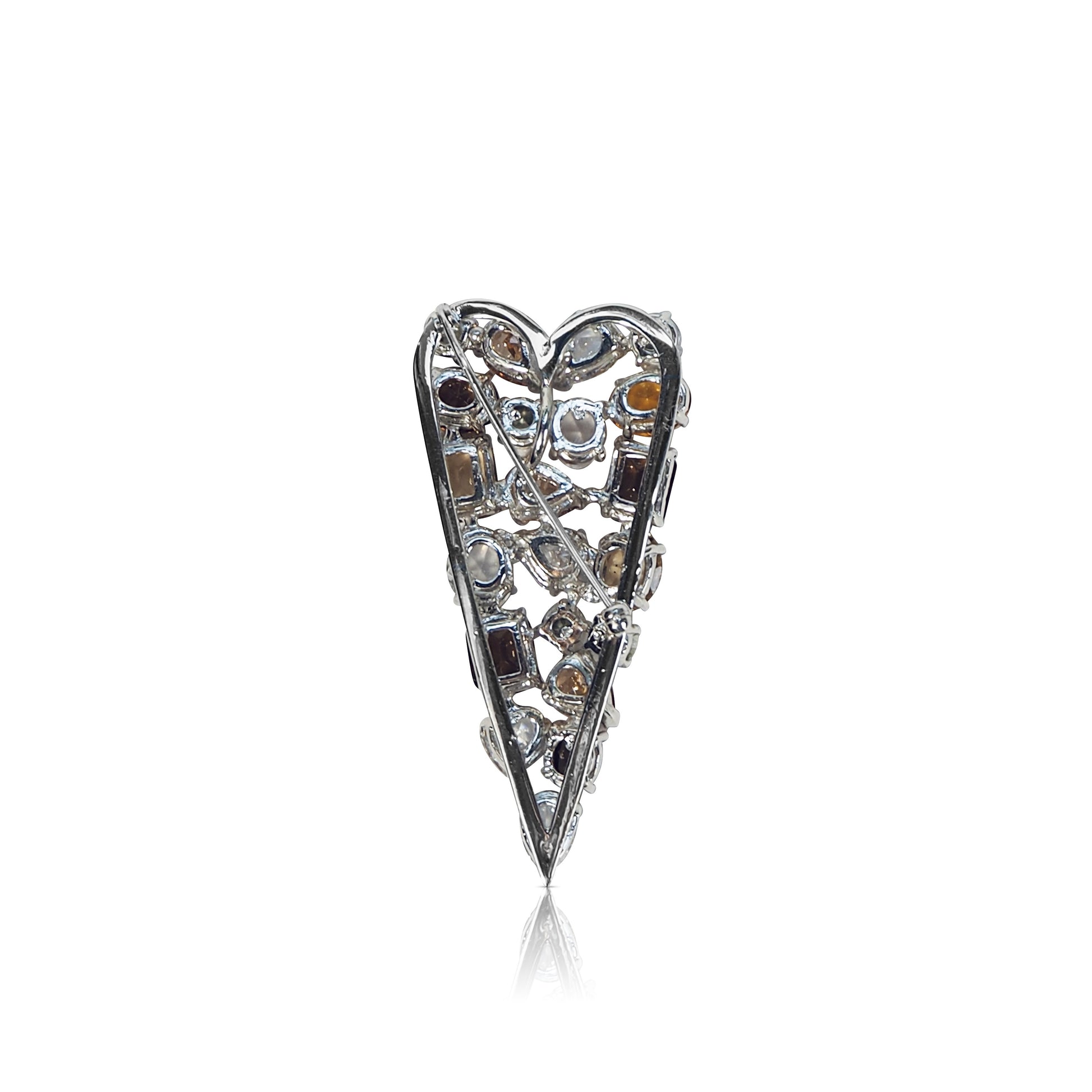 Broche argent massif Cœur Cristal Orange Femme bijouterie art'emi