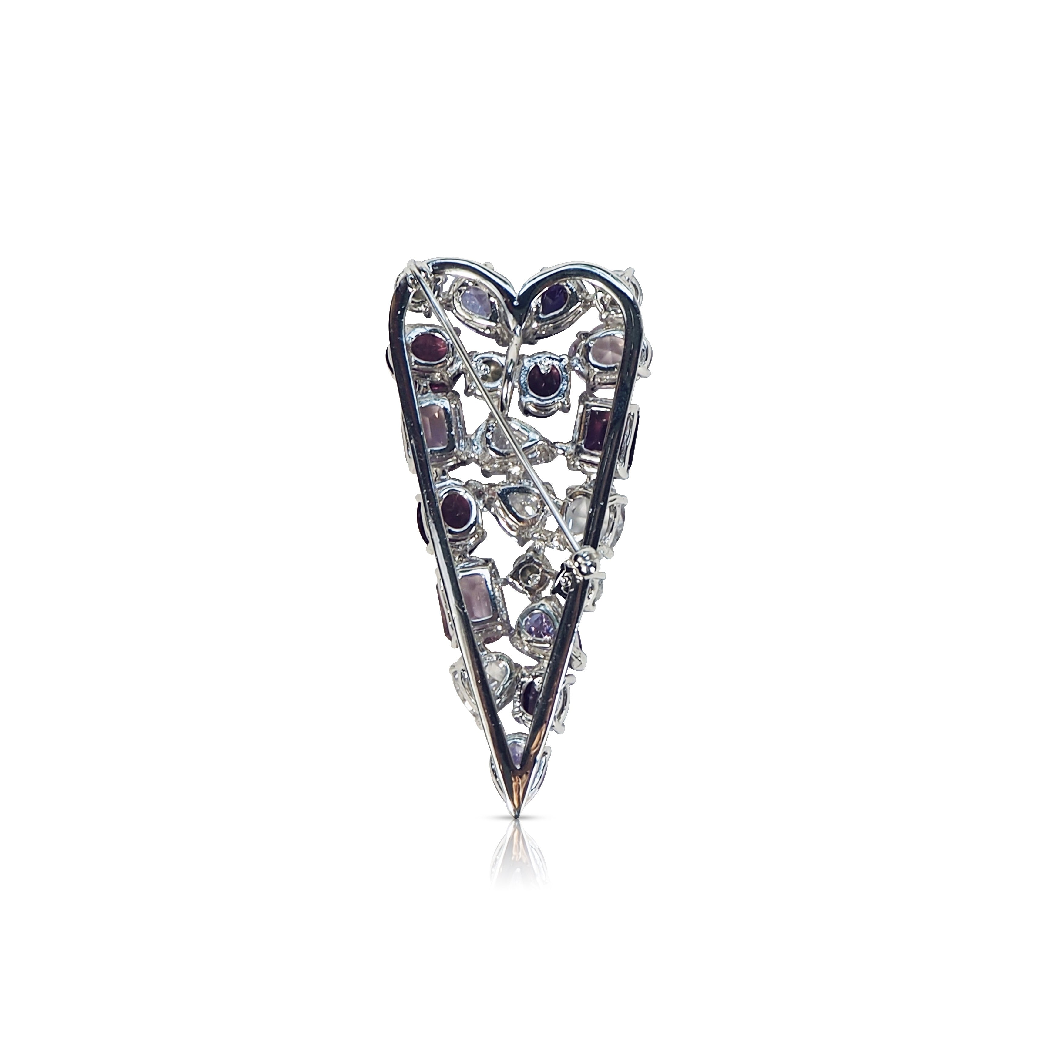 Broche Coeur Cristal Mauve Femme bijouterie belge