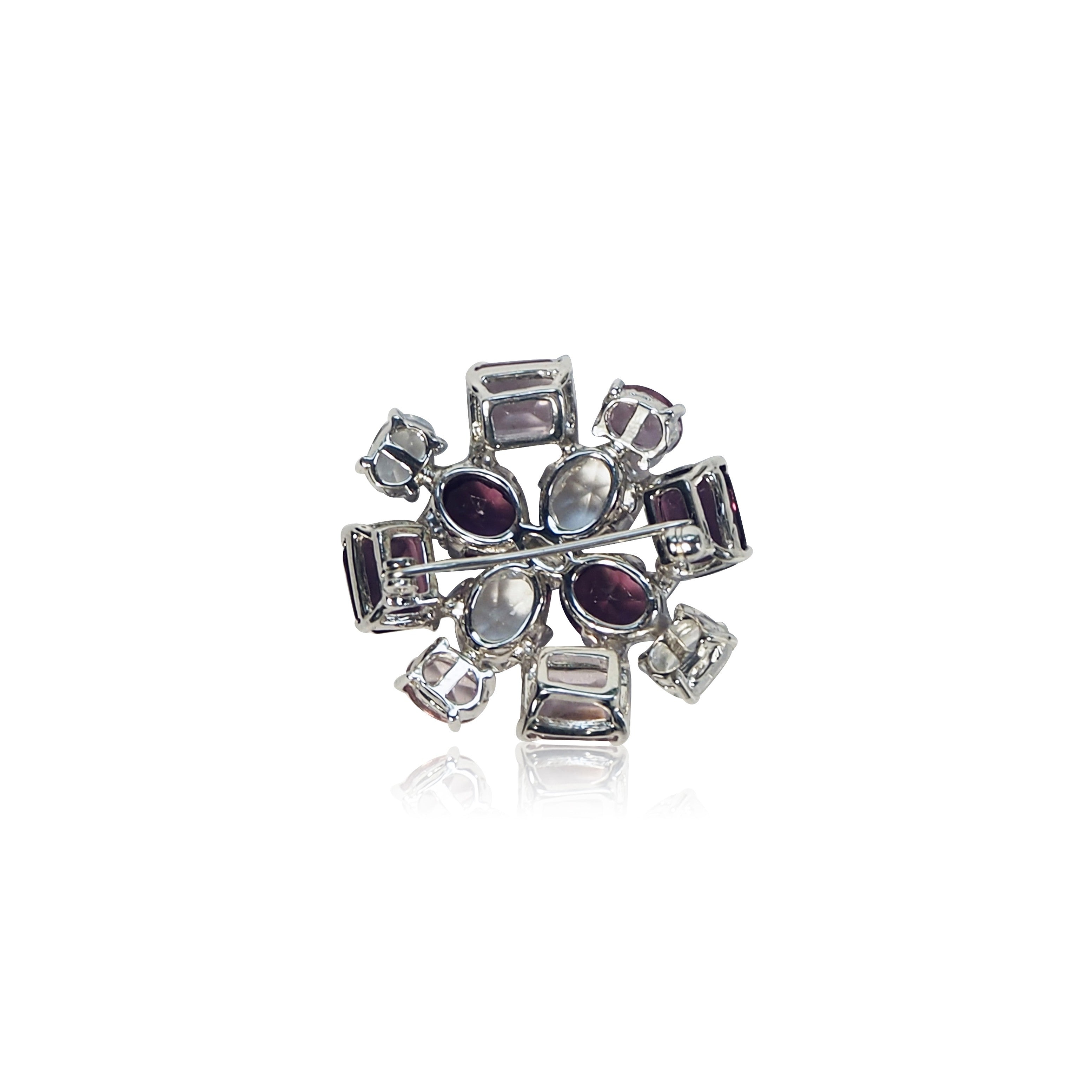 Broche Fleur mauve Femme argent massif joaillerie Uccle