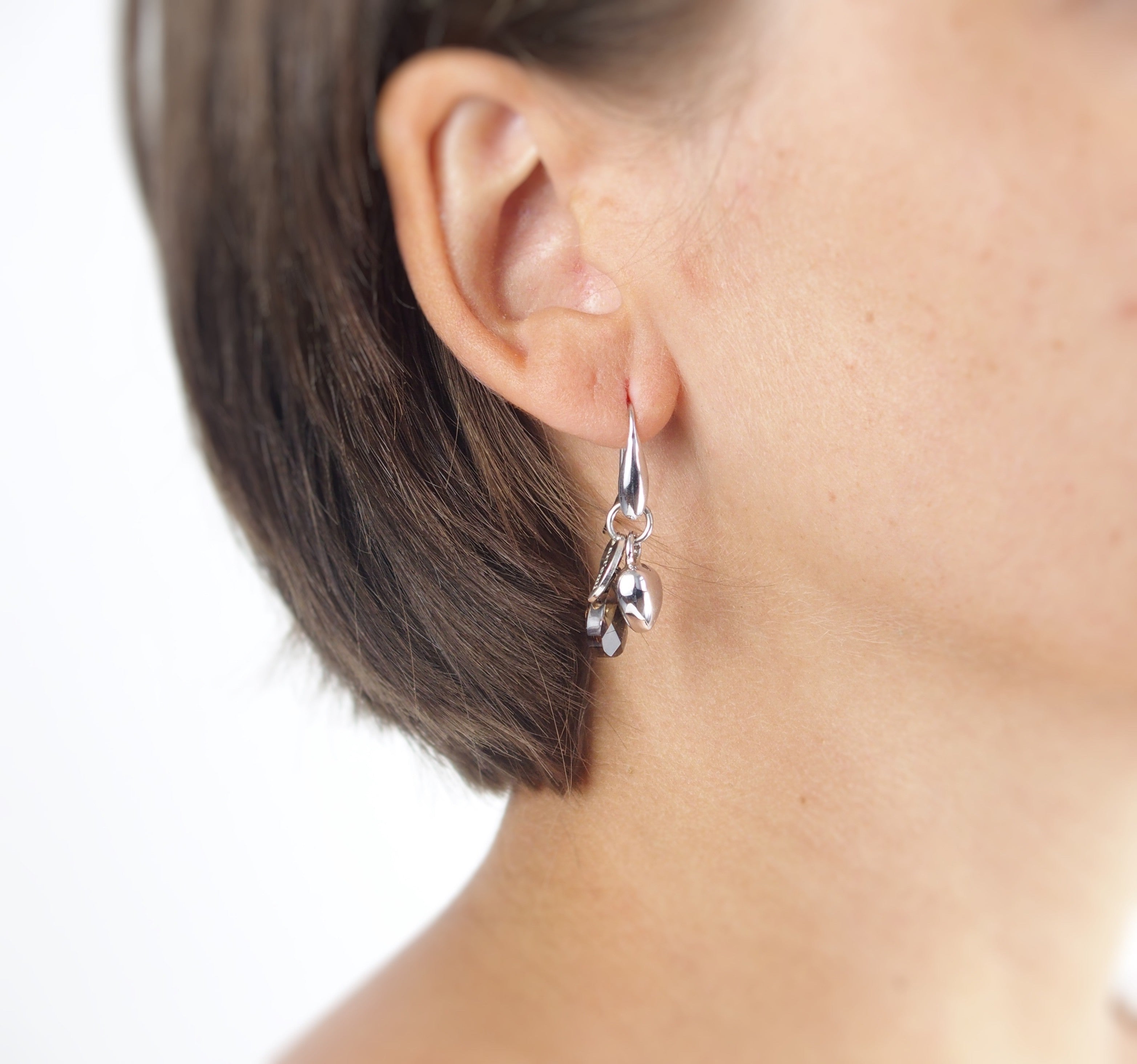 Boucles d'oreilles argent gouttes coeurs