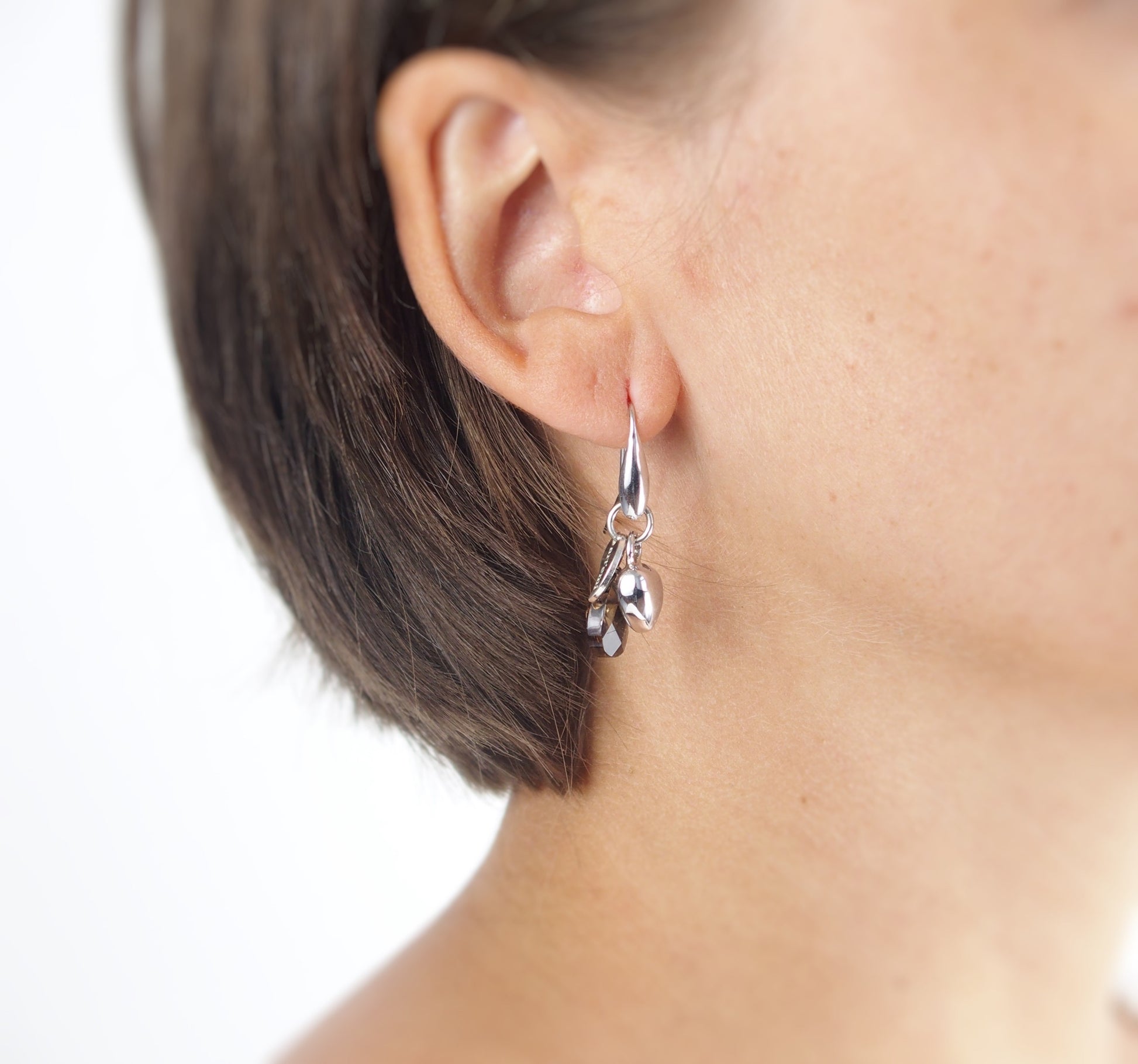 Boucles d'oreilles argent gouttes coeurs