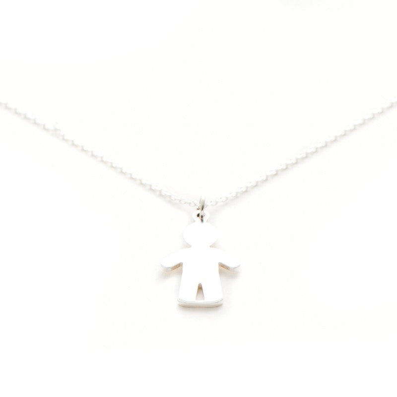 Collier personnage garçon argent personnalisé femme