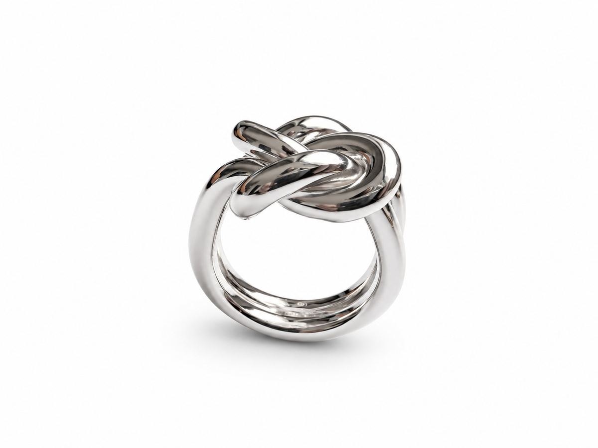 bague femme large double nœud marin en argent massif