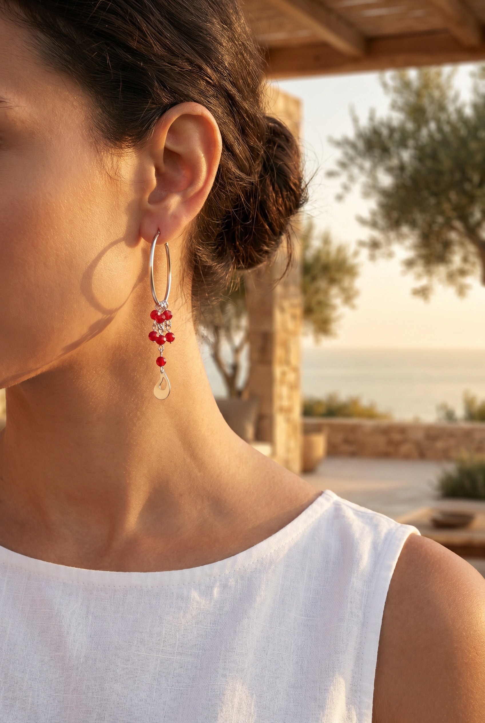 Boucles d'oreilles créoles corail