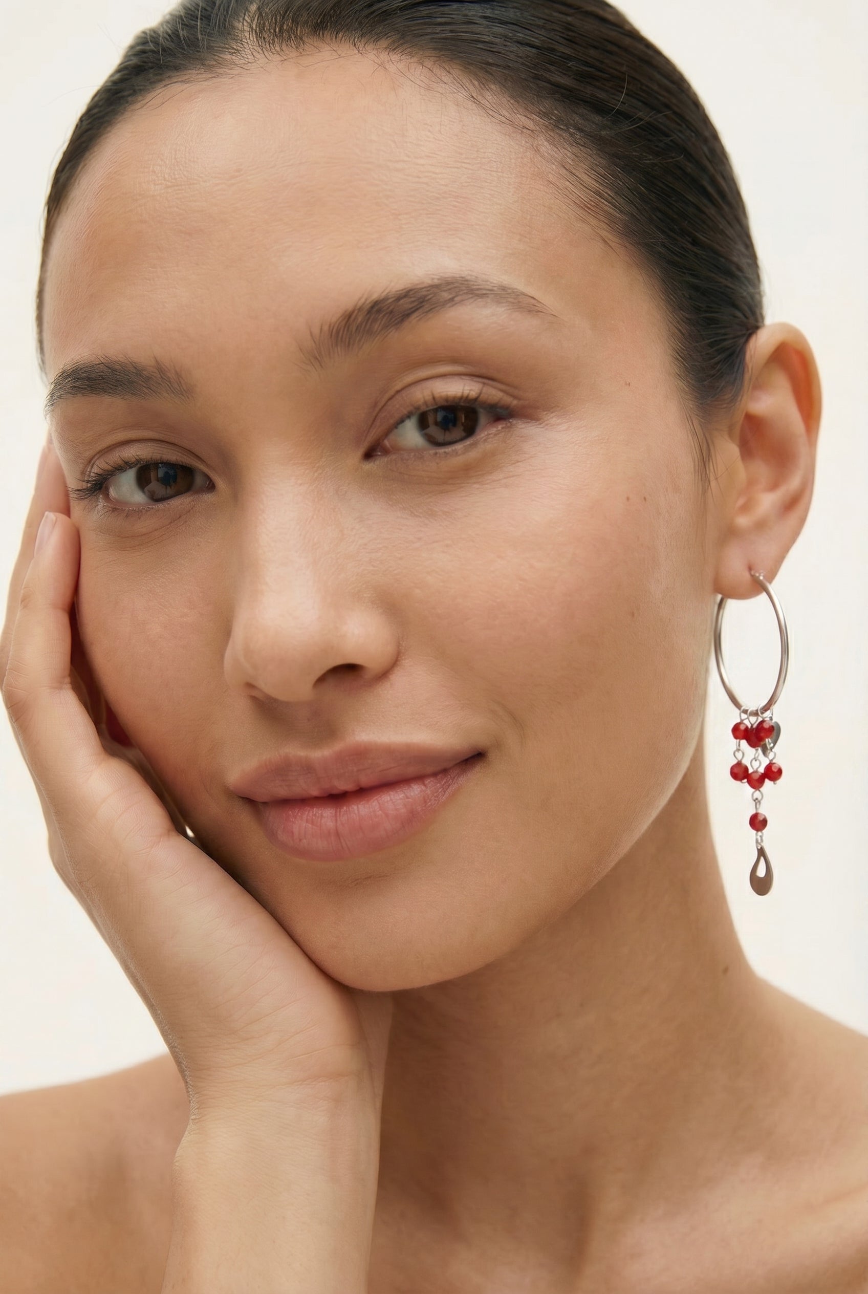 Coral hoop earrings