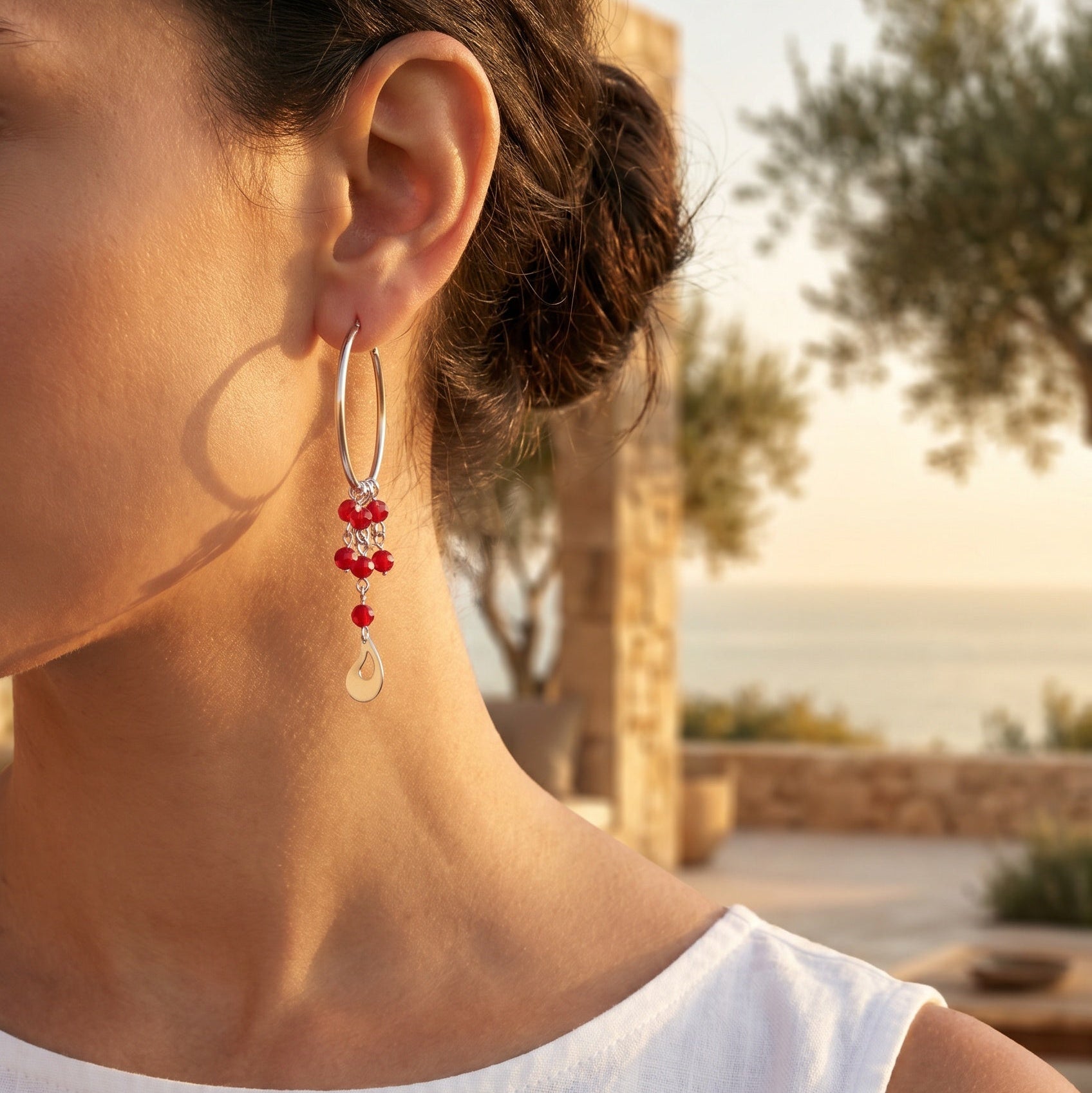 Coral hoop earrings
