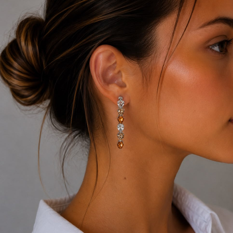 Women's orange crystal earrings