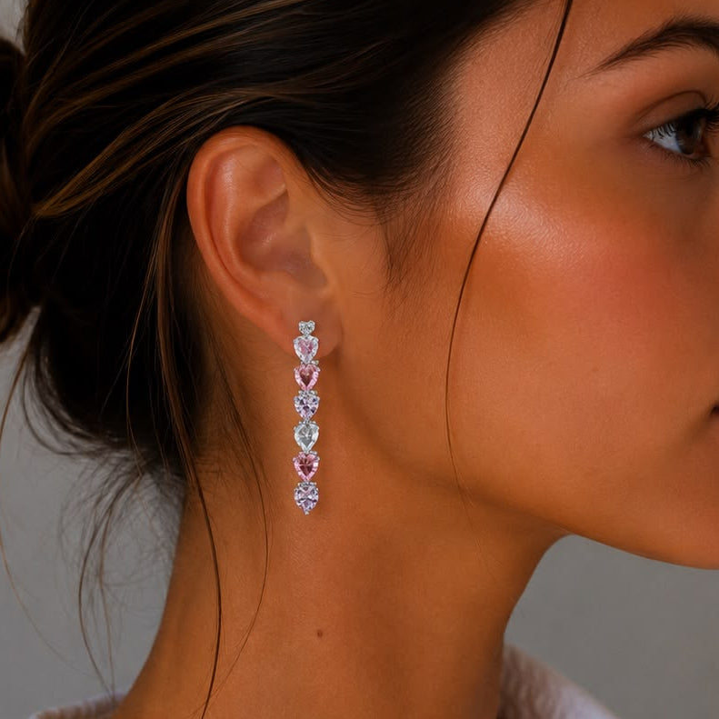 Boucles d'oreilles cristal rose femme