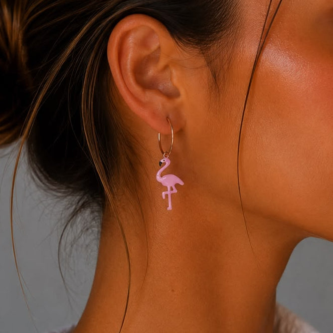 Women's pink vermeil flamingo earrings