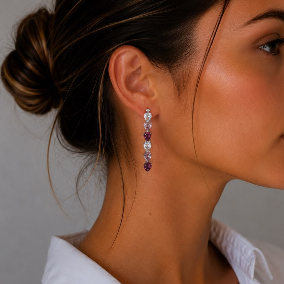 Boucles d'oreilles cristal mauve femme