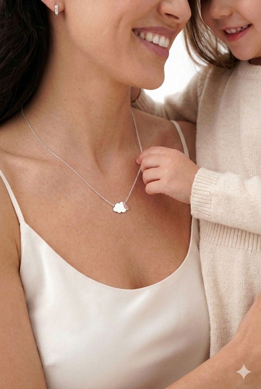 Children's Customizable Silver Cloud Necklace