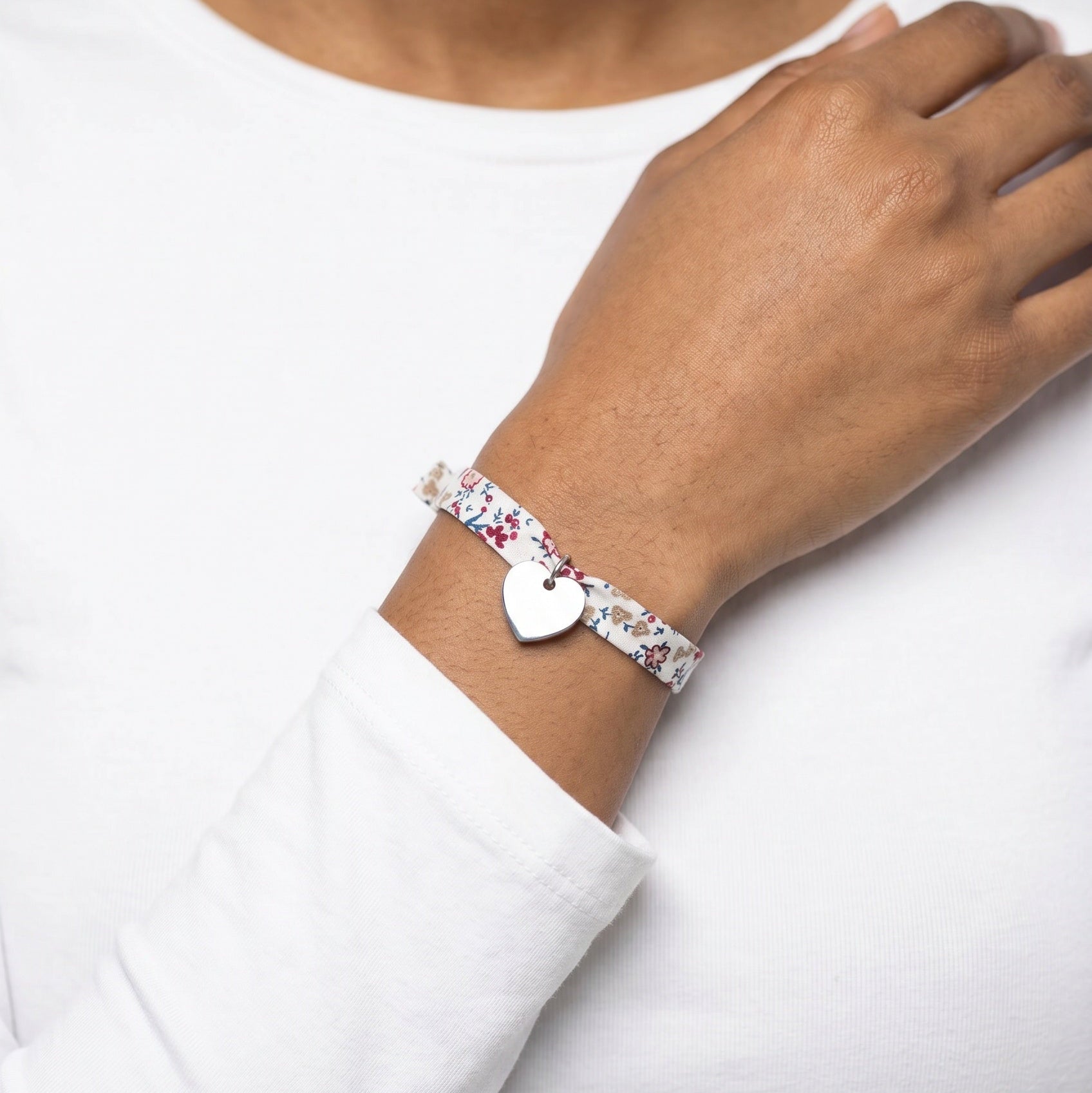 Gepersonaliseerde zilveren Liberty hartarmband voor vrouwen