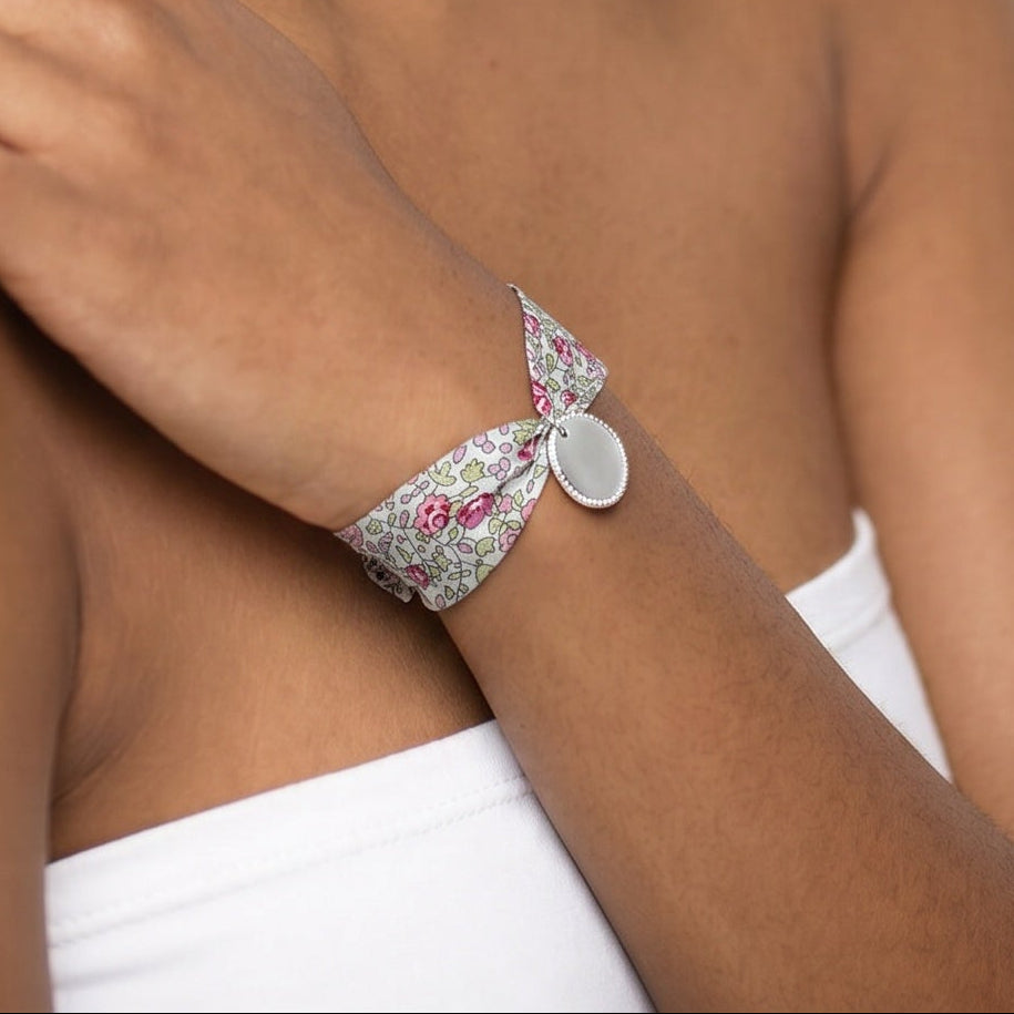 Liberty-armband met groot kralenmedaillon voor gravure (dames)