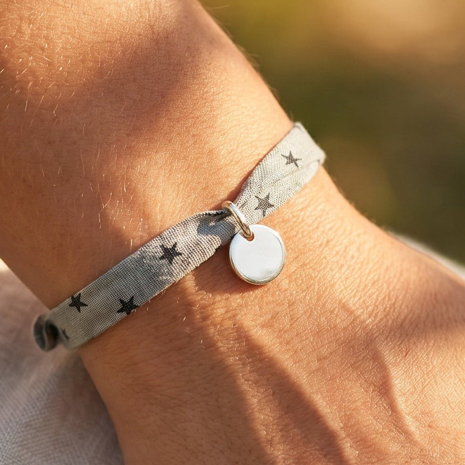 Bracelet Liberty médaille personnalisée 10mm femme