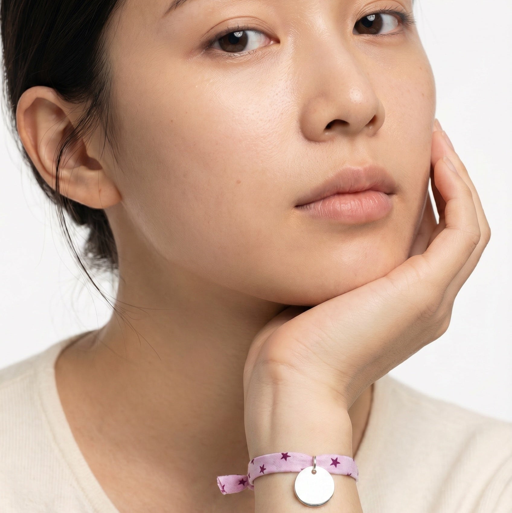 Bracelet Liberty médaille personnalisée 15 mm femme