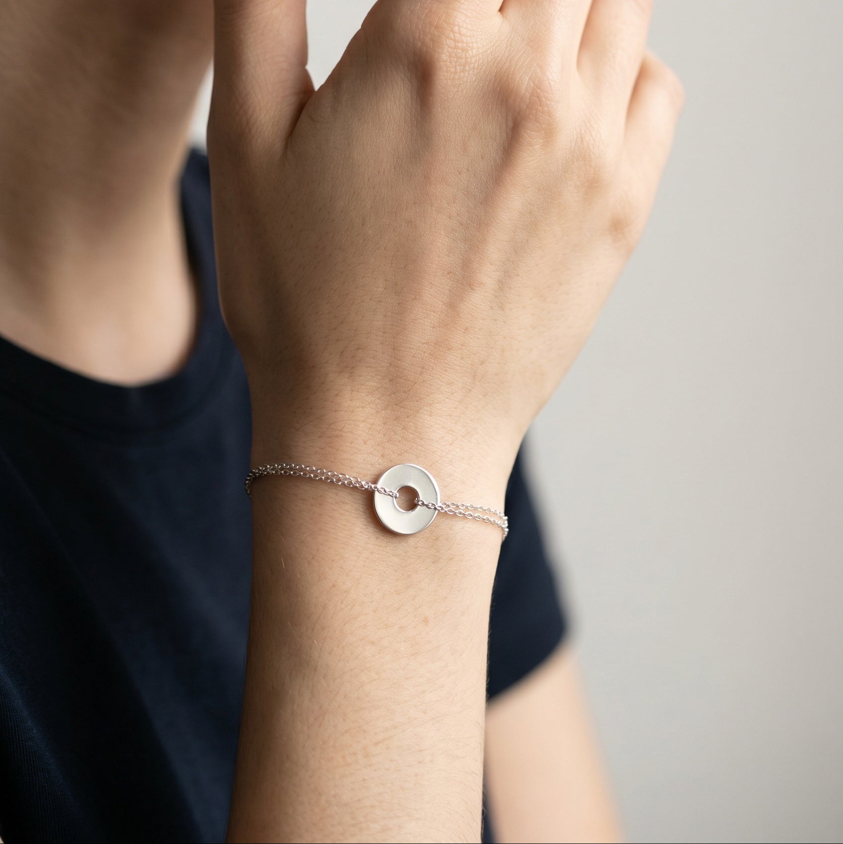 Personalized silver target bracelet for women