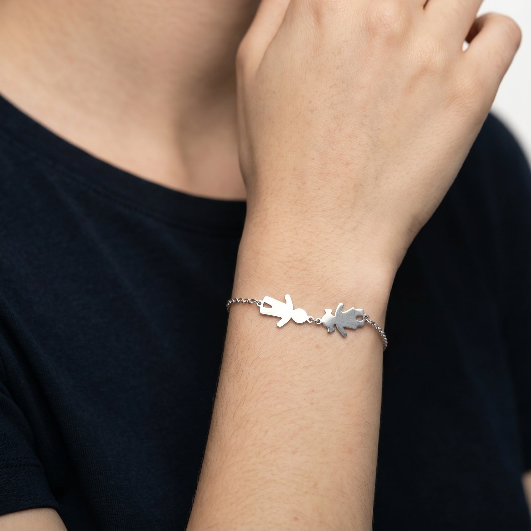Gepersonaliseerde zilveren familiearmband voor vrouwen