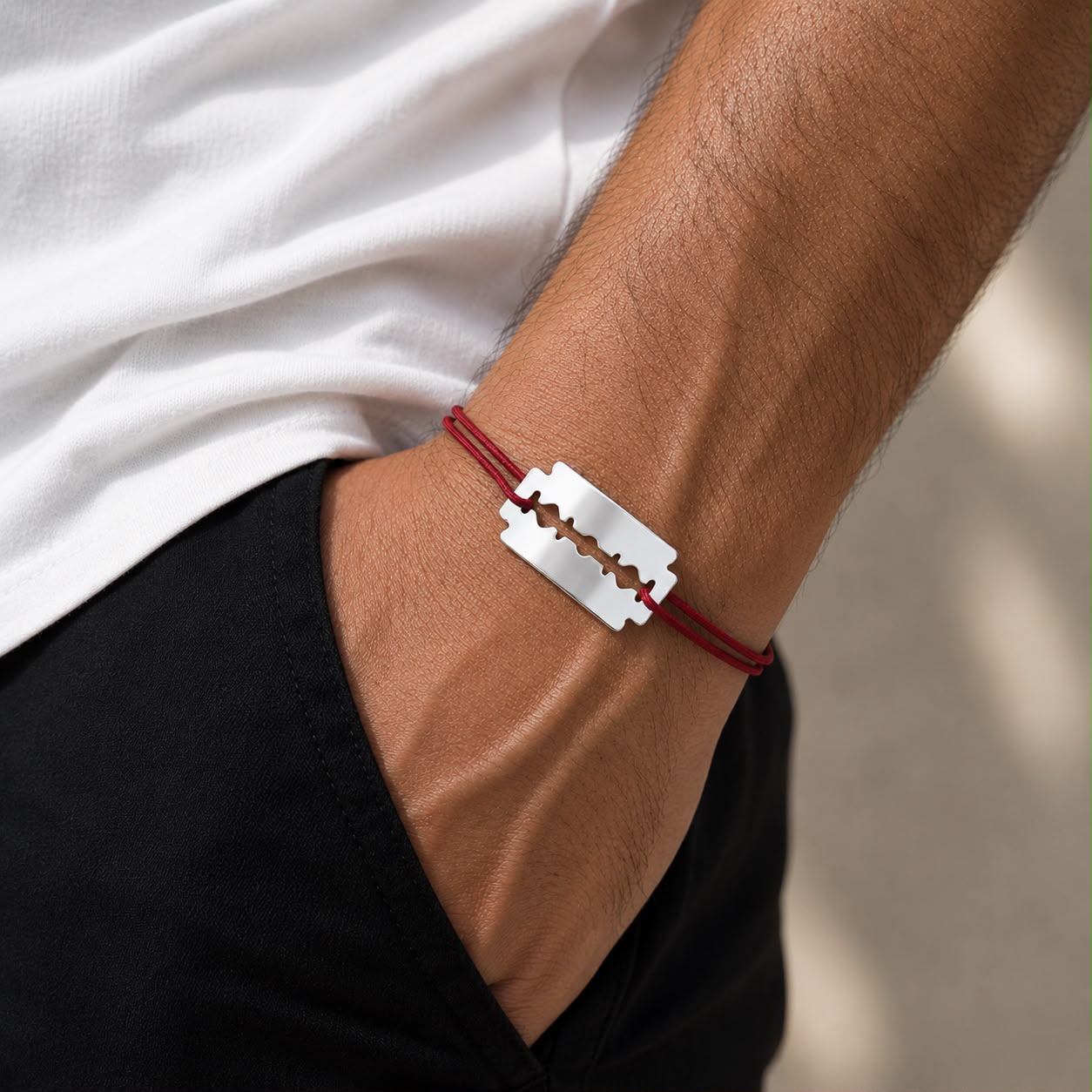 Bracelet personnalisable lame de rasoir homme