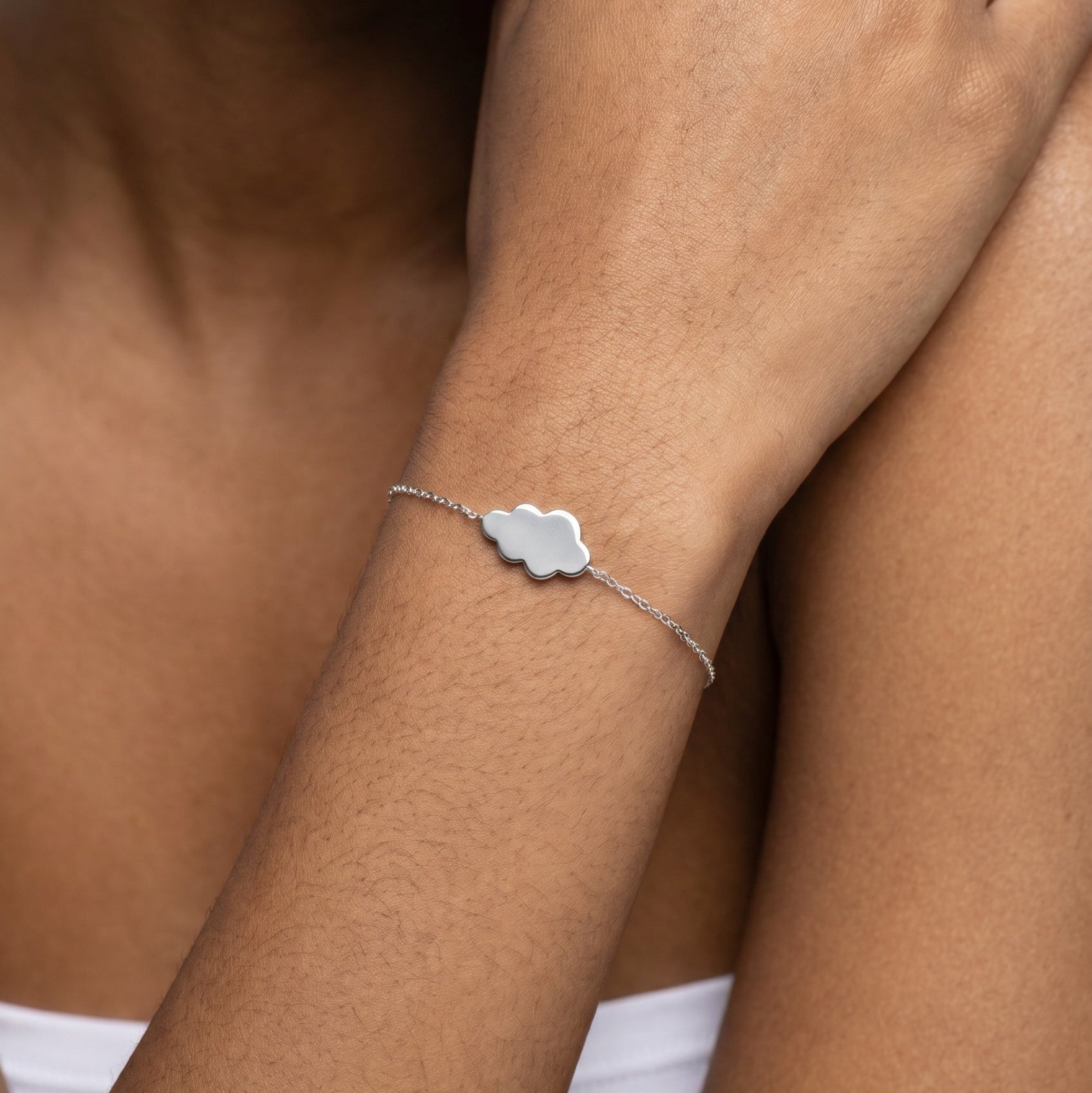 Bracelet nuage argent à graver femme