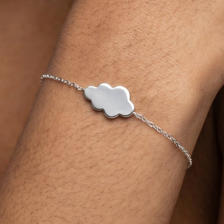Children's silver cloud bracelet with engraving