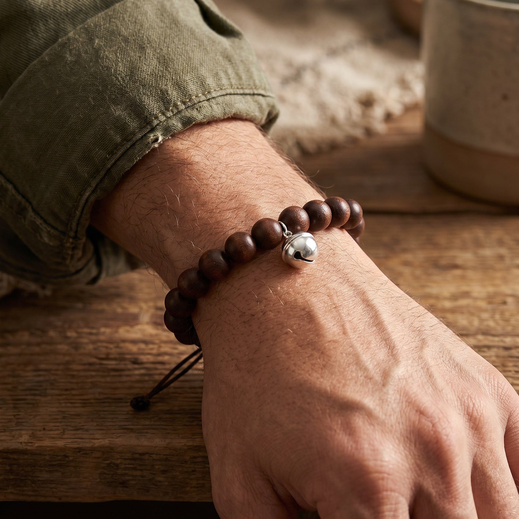 Bracelet perles bois homme