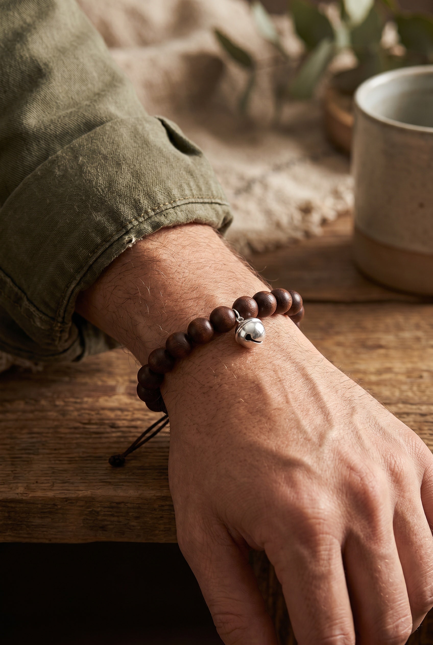 Bracelet perles bois homme