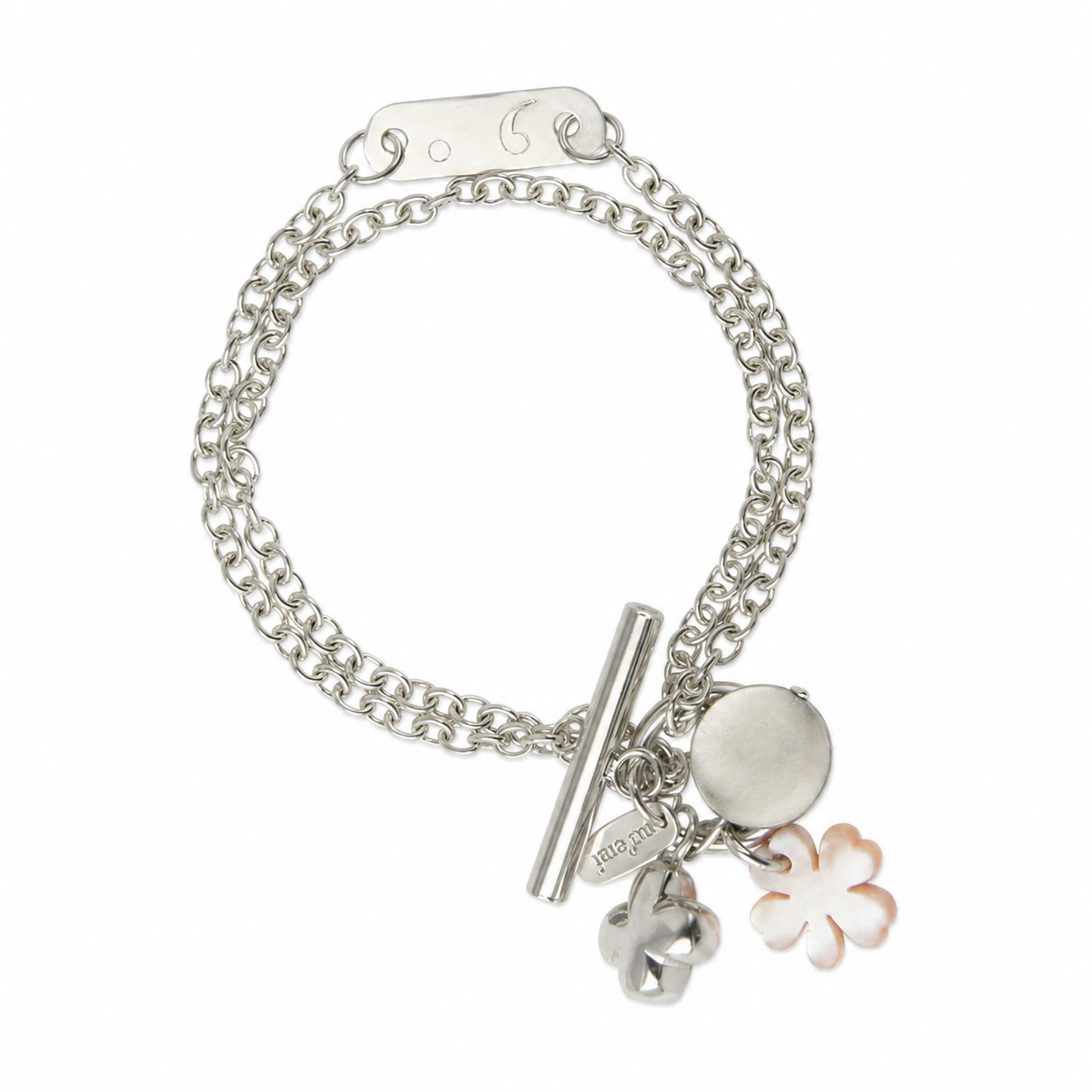 Bracelet trèfle nacre argent personnalisé femme