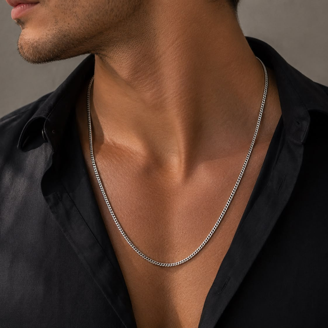 Zilveren heren schakelketting
