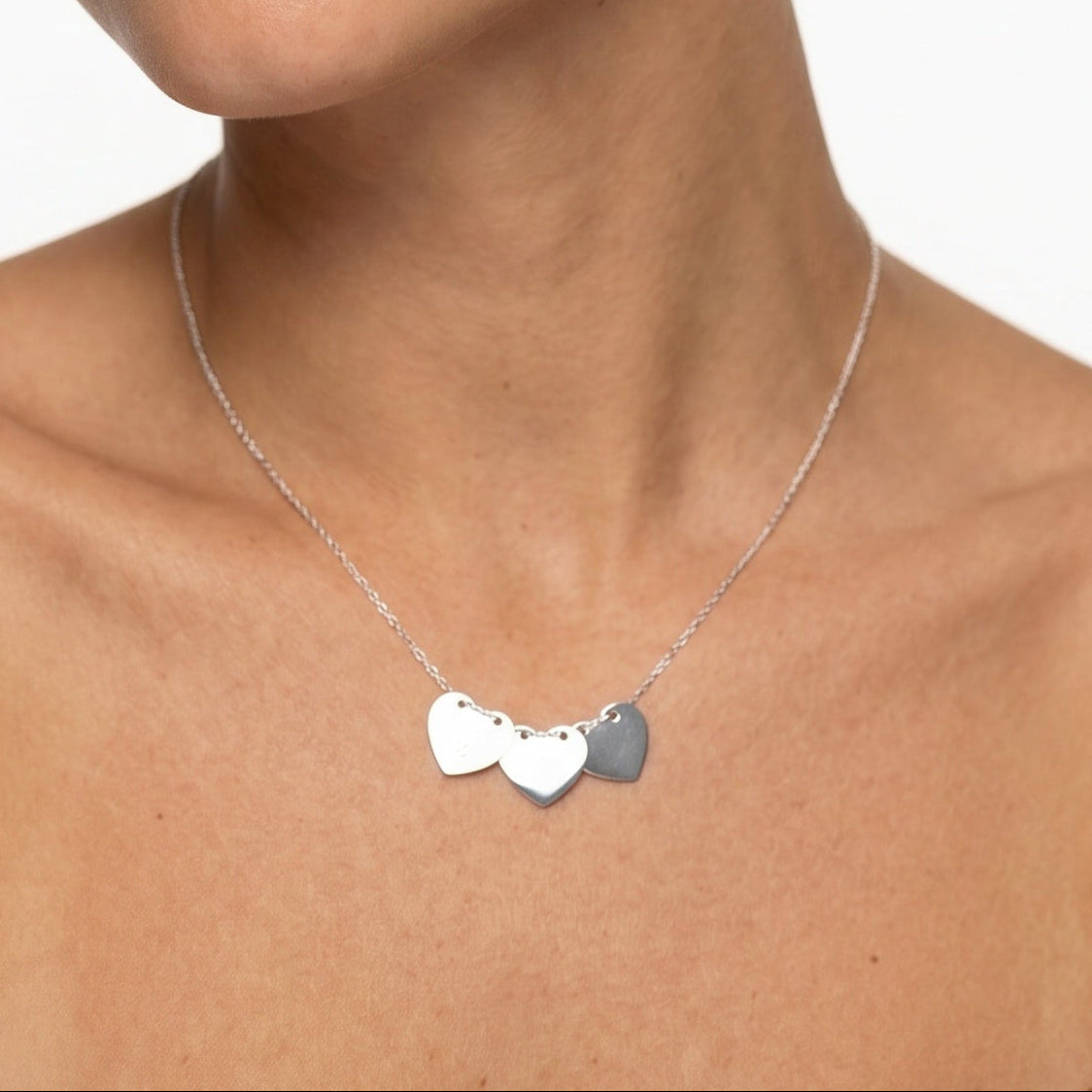Collier 3 coeurs argent personnalisé femme