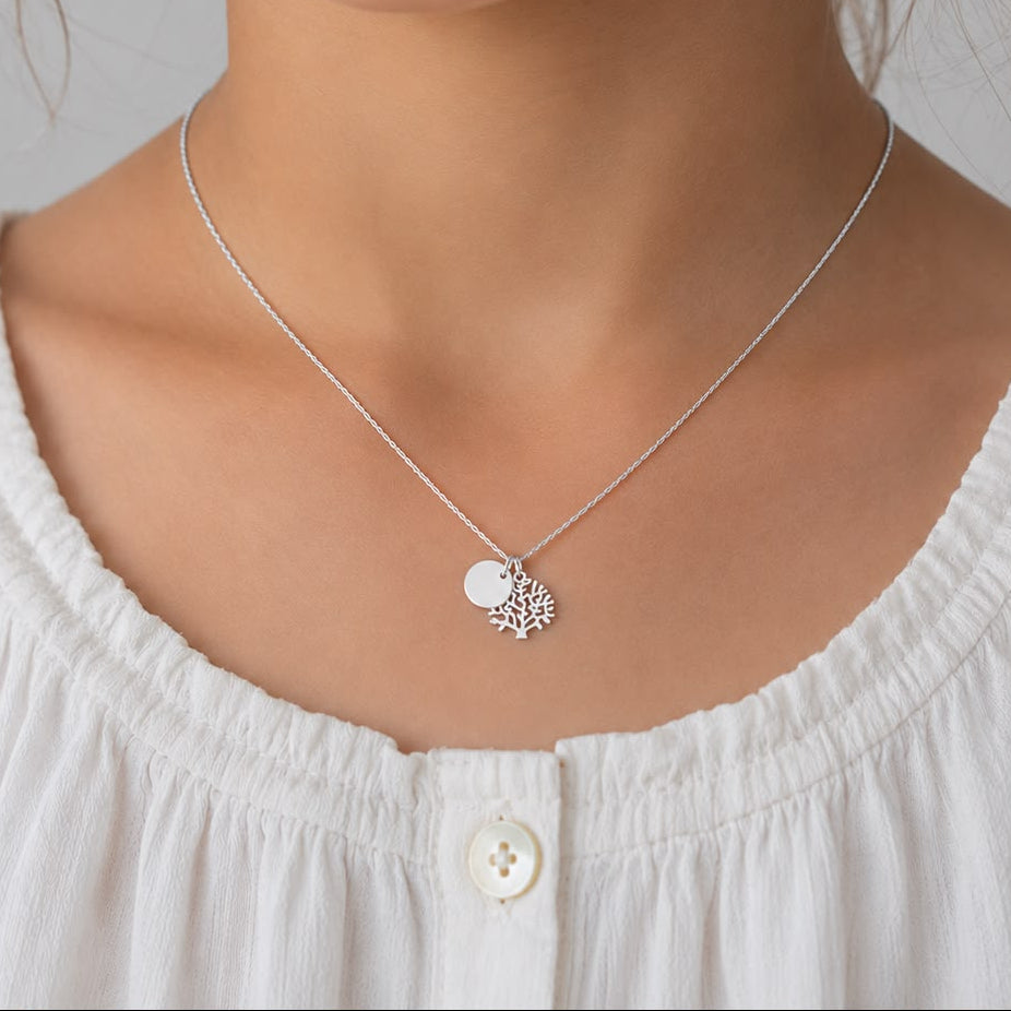 Customizable 10mm Tree of Life Medal Necklace for Children
