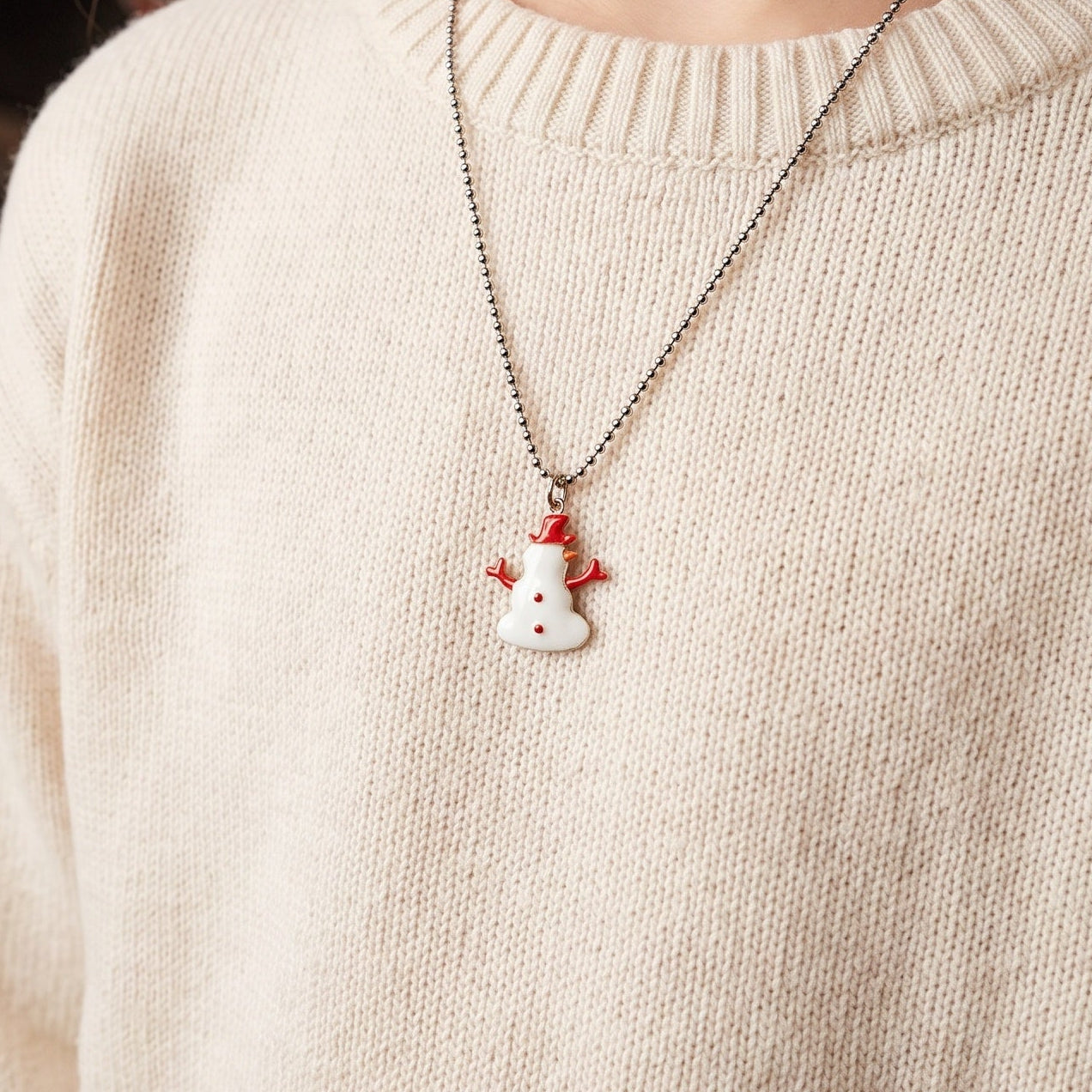 Solid silver snowman pendant for a young girl