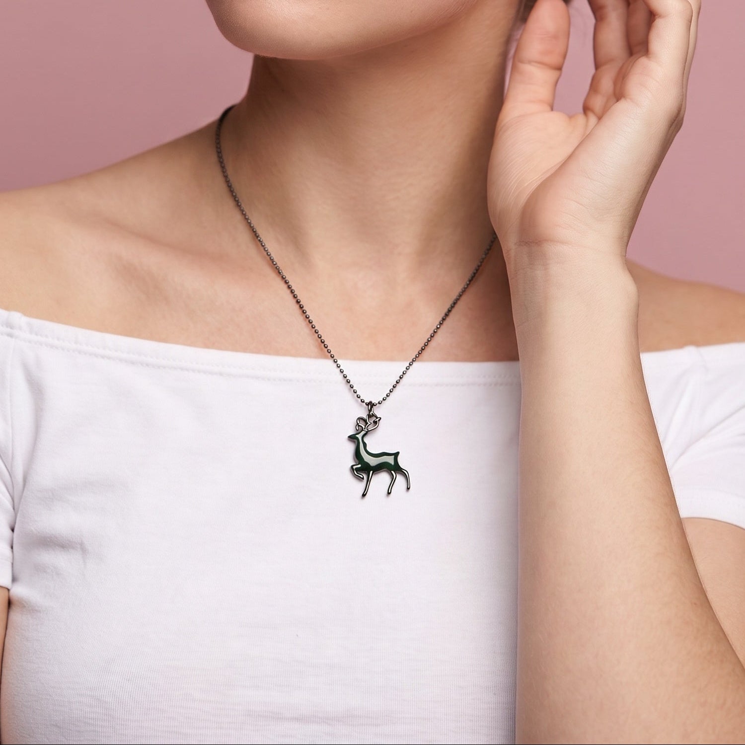 women's 925 sterling silver deer necklace