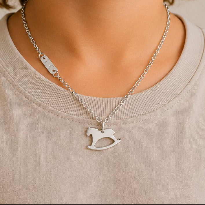 Collier cheval argent personnalisé enfant